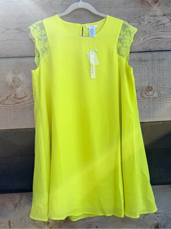 Esley Dresses & Skirts - NWT Neon Yellow Dress with Lace Sleeve